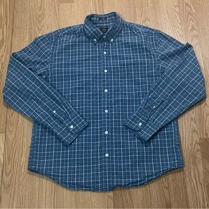 J.Crew Men’s Large Long Sleeve Button Down Shirt Flex Washed Slim Blue Plaid